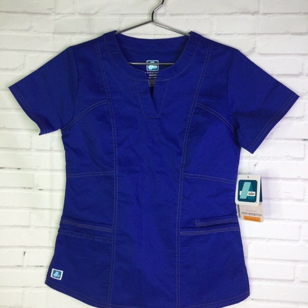 Adar Women's XS Pop Stretch Junior Fit Scrub Top